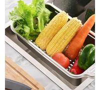 Retractable Stainless Steel Over Sink Rack - 17.5" Kitchen Organizer Basket Space-Saving Storage Solution for Efficient Cooking and Easy Access to Kitchen Essentials