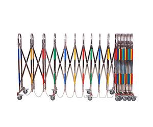 Retractable Stainless Steel Safety Barrier - Mobile Expandable Security Gate with Wheels for Garages, Schools, Community Centers - Durable Industrial Metal Fence