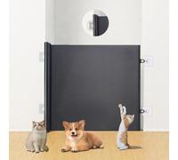 Retractable Stair Gate For Babies Pets, Black Baby Gate No Drilling, Baby Gate For Kitchen Doorways Hallways Outdoor, Non Screw Baby Gate For Cat Dog Toddler, Extendable Screen Fence