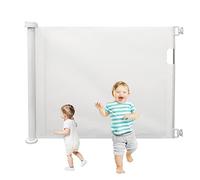 Retractable Stair Gate for Baby, Extends up to 54" Wide, 34" Tall, Extra Wide Baby Safety Gate, One Handed Silent Operation Baby Gate for Stairways/Hallways/Indoor/Outdoor, White