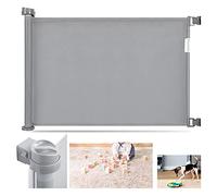 Retractable Stair Gate,Retractable Baby Gate for Stairs Doorways Extra Wide Safety Kids Child Pets Puppy Cat Dog Gates,One Handed Silent Operation with 86cm Tall, Extends to 136cm Wide