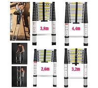 Retractable Steps, Telescopic Ladder, Foldable Telescopic Ladder, Stainless Steel Ladder, Maximum Load 150 kg (2.59 m)