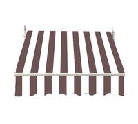 Retractable Store Banner 600x200 cm Replacement Fabric Brown & White Striped Design Outdoor Sunshade (No Frame) Ideal for Patio Door & Sliding Door.