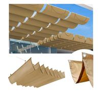 Retractable Sun Sail Canopy - Waterproof, 95% UV Protection, Adjustable Shade for Patio, Garden, Deck - Khaki, 2x8m (W x L) - Outdoor Sunshade Solution