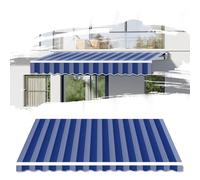 Retractable Sun Shade Awning - 100% UV-Blocking Canvas Canopy for Patio Deck Yard & Balcony - Outdoor Shelter with Blue Stripes 11x8ft for Maximum UV Protection