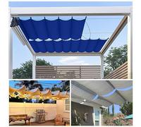 Retractable Sun Shade Canopy Cover Sliding Wave Shade Sail with Slide-On Wire Cable for Pergola Patio Deck Yard Gazebo Outdoor,Blue,6'Wx13'L