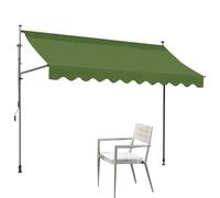 Retractable Sun Shade Canopy - Screwless Free Standing Awning with Hand Crank for Patio Garden Restaurant & Cafe - No Drill Vertical Shelter (Army Green 350x120 cm)