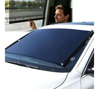 Retractable Sun Shade for Car Windshield, 80%-99% Light Blocking, Heat Insulation UV Protection Window Roller Blind with Suction Cup Hooks for Home Office Car(Hd Black,W54 x H120cm)
