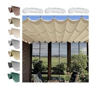 Retractable Sun Shade Sail Breathable Square Patio Canopy Awning for Outdoor Garden Yard & Lawn Rectangle Pergola Shade (1.5x8M Beige)