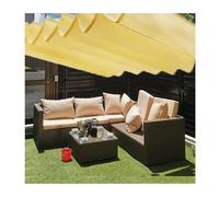 Retractable Sun Shade Sail Replacement Canopy for Pergola Installation Kit Included Wave Design Patio Umbrella for Terrace 3x13m Beige Color