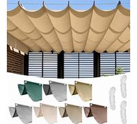Retractable Sun Shade Sail Waterproof Canopy, Wave Pergola Cover, Polyester Awning for Patio, Yard, and Terrace, Wind Protection and UV Blockage