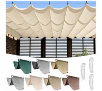 Retractable Sun Shade Sail Waterproof Canopy, Wave Pergola Cover, Polyester Awning for Patio, Yard, and Terrace, Wind Protection and UV Blockage