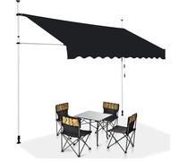 Retractable Sunshade Replacement Canopy 350x250cm (11.5x8ft) Outdoor Fabric Cover e-Free Black - Perfect for Patios Gardens and Balconies