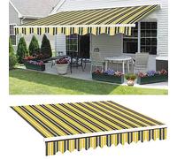 Retractable Sunshade Replacement Fabric Outdoor Awning Cover Sun Shelter for Balcony & Porch Customizable Size (6x1.5m) Yellow Striped Design.