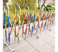 Retractable Traffic Barricade,Expandable Barricade Metal Barricade Stanchions with Casters, Mobile Safety Barrier Gate for Nursery School Hospital, Heavy Duty Crowd Control Traffic Barricad
