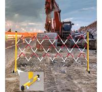Retractable Traffic Barricade,Expandable Barricade Mobile Expandable Barricade Stanchions with Casters, Heavy Duty Industrial Barrier Gate for Work Zone, Safety Pedestrian Traffic Fence Bar