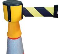 Retractable Traffic Barrier Tape - Emergency Warning & Crowd Control Tape for Visitor Guidance, Easily Mounts on Traffic Cones to Block Pedestrian Access, Durable & High-Visibility