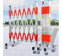Retractable Traffic Barrier with Casters - Foldable, Mobile Security Fence for Easy Transport and Setup at Construction Sites, Parking Lots, and Streets