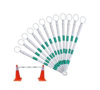 Retractable Traffic Cone Bar From 4ft To 6.6ft Expandable Safety Cone Bars For Parking Lots Barricade For Road Construction(White and green,12Pcs)