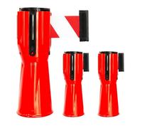 Retractable Traffic Cone Caution Tape 3 Meter | Retractable Ribbon 3 Mtr Red | Cone Mountable Emergency Warning Belt | High Visibility Red Retractable Topper for Traffic Cone - 3 Pcs