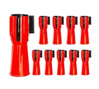 Retractable Traffic Cone Caution Tape 3 Meter | Retractable Ribbon 3 Mtr Red | Cone Mountable Emergency Warning Belt | High Visibility Red Retractable Topper for Traffic Cone - 10 Pcs