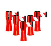 Retractable Traffic Cone Caution Tape 3 Meter | Retractable Ribbon 3 Mtr Red | Cone Mountable Emergency Warning Belt | High Visibility Red Retractable Topper for Traffic Cone - 5 Pcs