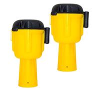 Retractable Traffic Cone Topper Tape - 9 Meter | Cone Belt Cone Barrier Tape Yellow | Cone Mountable Emergency Warning Belt | High Visibility Retractable Belt Stanchion (2 Pcs)