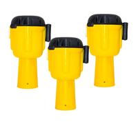 Retractable Traffic Cone Topper Tape - 9 Meter | Yellow Black Belt Barrier Tape for Cones | Cone Mountable Emergency Warning Belt | High Visibility Retractable Belt Stanchion (3 Pcs)