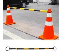 Retractable Traffic Safety Cone Bar - 2pcs Black Parking Barricade, Road Construction Control, Ideal for Public Safety and Crowd Management, Durable and Portable