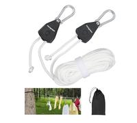 Retractable Travel Clothesline, Portable Clothes Line with Heavy Duty Pulleys & Carabiners, Windproof Clothes Drying Rope for Outdoor Camping, Travel, Indoor Home Use (White, 26 Feet Long)