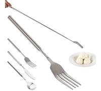 Retractable Travel Cutlery Set, Portable Extendable BBQ Fork and Spoon Extended from 9inch to 23inch,Reusable Camping & Picnic Utensils (Fork+Spoon+Knife)