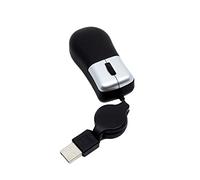 Retractable Travel Mouse - Small Mini Sleek - Black & Silver - Optical 3 Button USB to PC Laptop Travel Mouse -By TRIXES