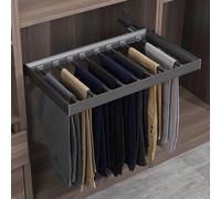 Retractable Trouser Rack Hanger Organizer for Closet, Pull Out Pants & Coats Hanging Rod, Space-Saving Storage Solution for Jeans & Clothes, Gray, 1 Size