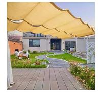 Retractable U Shaped Sliding Sunshade Cloth Waterproof UV Shield Wave Shade Sail for Deck Porch Patio Permeable Outdoor Canopy Cover (W1.7*L18m / W5.57*L59.05ft)