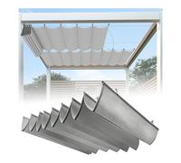 Retractable U-Shaped Sunshade Waterproof Sliding Wave Awning Cover for Decks Patios & Backyards 2.5m x 8m Installation Kit Included
