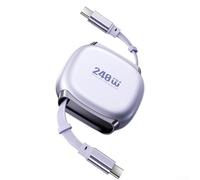 Retractable USB C Cable 240W PD Fast Charge TPE Jacket Anti-Tangle Design for Travel Office Use 100cm(Purple)
