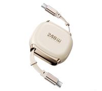 Retractable USB C Cable with 240W PD3 1 Fast Charging, Magnetic Design for Secure Connection, Four Length Options to Reduce Clutter (White)