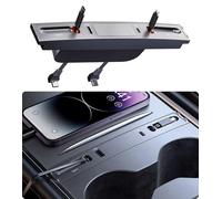 Retractable USB Hub for Tesla Model Y 2021-2024 & Model 3 2021-2023 Center Console With Fast Charging and Built-in Cables, Accessories