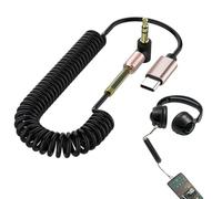 Retractable USB Type C to 3.5mm Male AUX Audio Cable Adapter | built-to-last Aluminum Alloy outer layer with Gold-Plated Interface for Clear HIFI Sound Quality