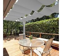 Retractable UV Protection Canopy Awning for Patio Garden Pool - Waterproof Shade Sail with Grommets Gray 1.2x4.5m (4'x15') - Outdoor Sun Shelter