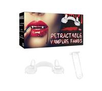 Retractable Vampire Fang Set - Realistic scary teeth with gel adhesive, adjustable dentures, perfect for Halloween role-playing party props