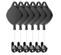 Retractable VR Cable Manager Ceiling Mount Pulley System for Valve Index for htc Vive - Noise Reduction Cord Holder with Auto Rebound - Free Setup White(Black (6 pcs))