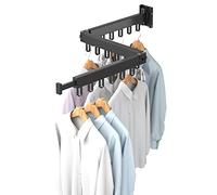 Retractable Wall Drying Rack - Adjustable & Space-Saving Foldable Clothes Drying Bar for Balcony Laundry & Bathroom - Black Design for Easy Use & Storage