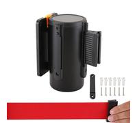 Retractable Wall Mount Belt Barrier - Safety Queue Control with Red Belt, 3-Directional Isolation for Crowd Management, Ideal for Events and Public Spaces
