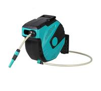 Retractable Wall-Mounted Garden Hose Reel with 180° Swivel, Automatic Storage, Easy-to-Use Handle & Nozzles for Effortless Watering (30m)