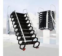 Retractable Wall Mounted Loft Ladder, 12 Steps Folding Staircase with Armrests for Easy Indoor Outdoor Access