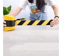 Retractable Wall-Mounted Safety Barrier - Adjustable 5M Black & Yellow Caution Tape, Ideal for Museums, Cinemas, Events, and Public Spaces - Durable Safety Belts