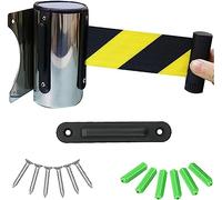 Retractable WallMounted Queue Barrier16.4FT Stainless Steel Belt with Auto Decration & Locking Button for Effective Crowd Control & Event Management