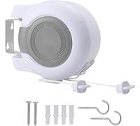 Retractable Washing Line, 30M Heavy-Duty Twin Cable Clothes Line, Extendable Wall-Mounted Reel with Dual 15M Drying Space, Space-Saving Laundry Washing Line for Outdoor & Indoor Use, Garden, Balcony