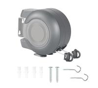 Retractable Washing Line 30m Outdoor, Heavy Duty Wall Mounted Double Washing Lines Extendable Clothes Line Laundry Drying Line for Drying Space, Grey